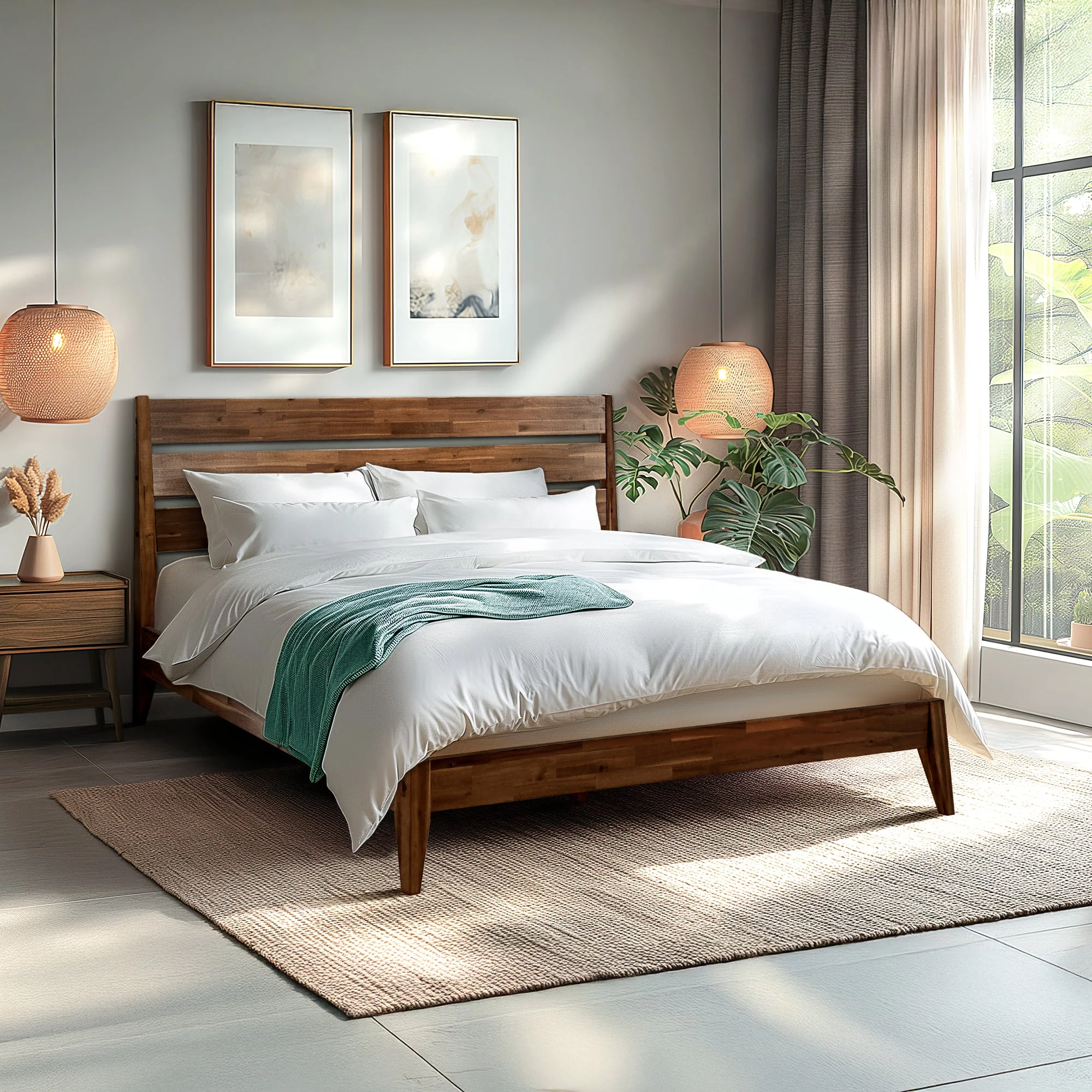 Acacia Emery Solid Wood Bed Frame - Stylish and Durable Acacia Wood Design for Your Bedroom - Image 41