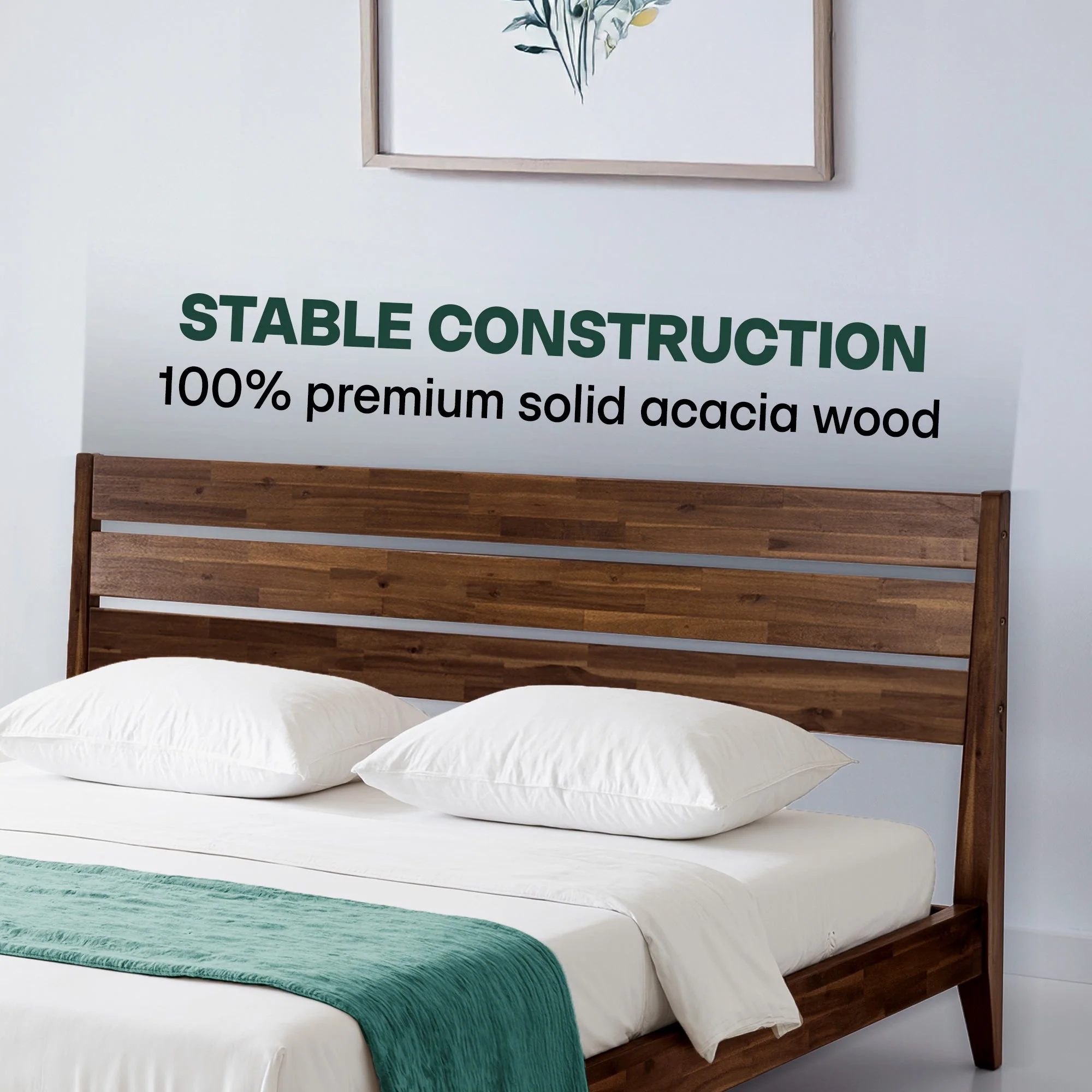 Acacia Emery Solid Wood Bed Frame - Stylish and Durable Acacia Wood Design for Your Bedroom - Image 50