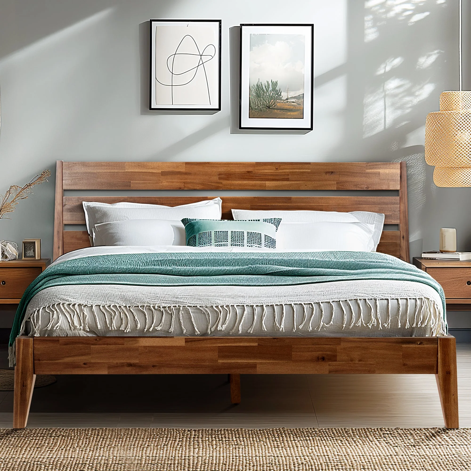 Acacia Emery Solid Wood Bed Frame - Stylish and Durable Acacia Wood Design for Your Bedroom - Image 53