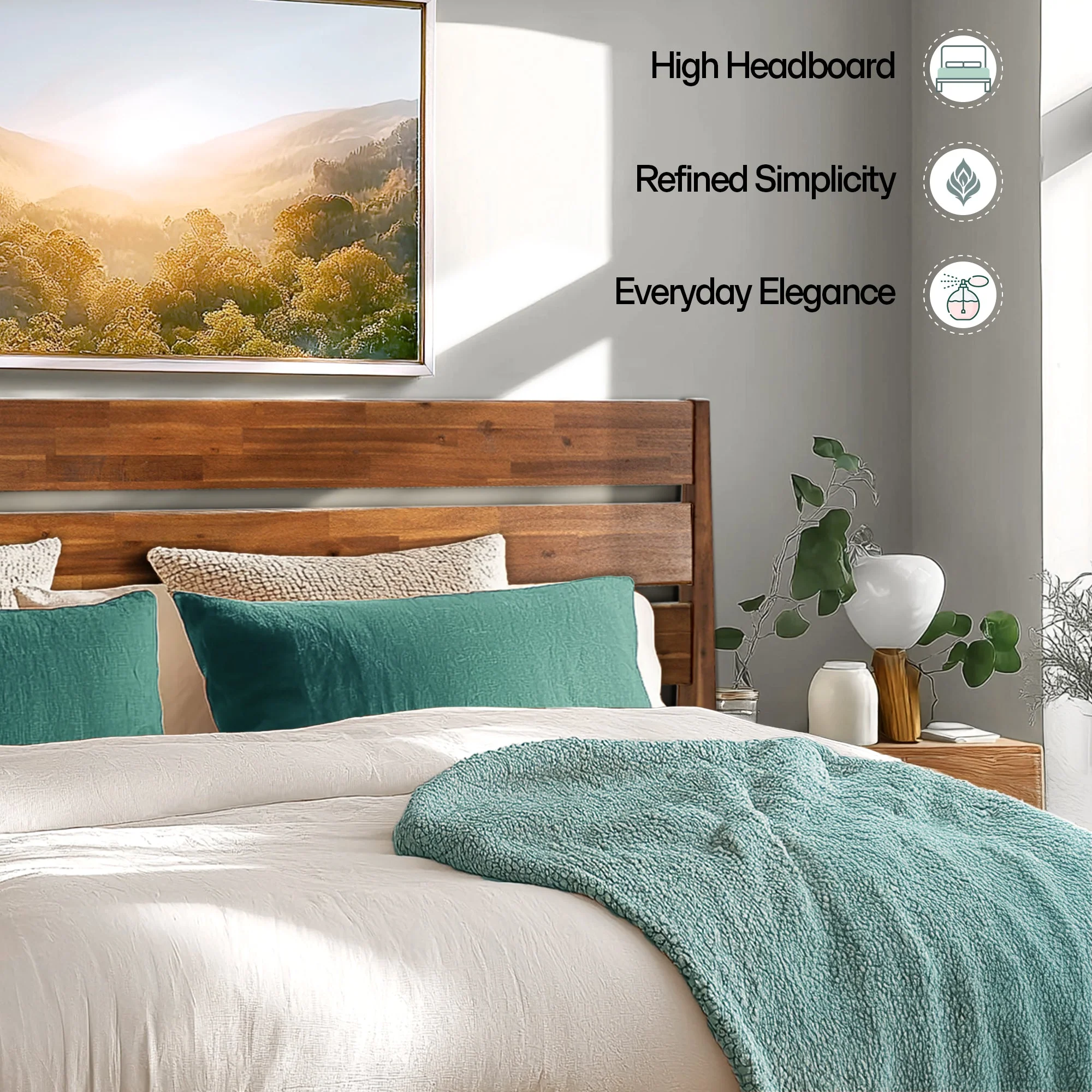 Acacia Emery Solid Wood Bed Frame - Stylish and Durable Acacia Wood Design for Your Bedroom - Image 57