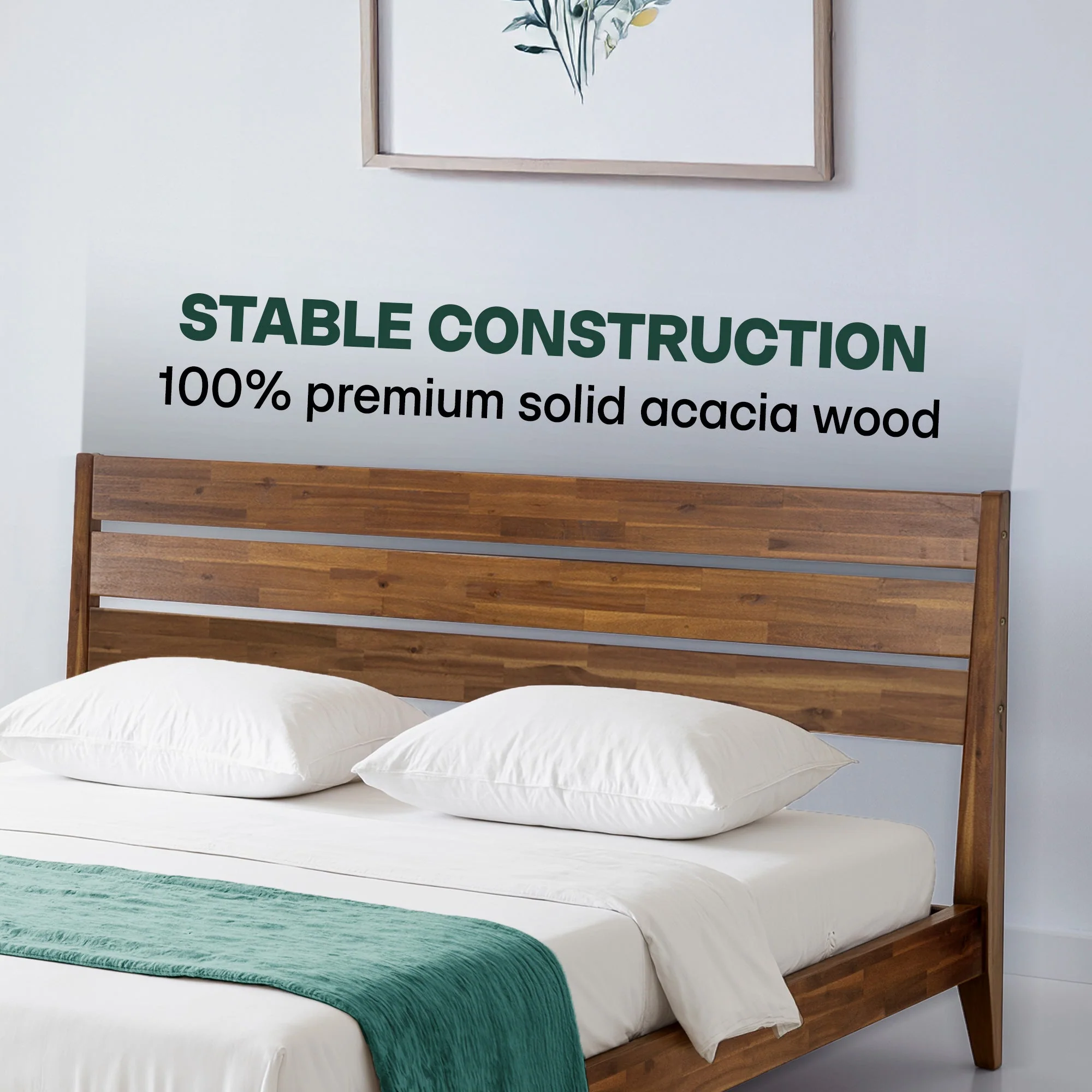 Acacia Emery Solid Wood Bed Frame - Stylish and Durable Acacia Wood Design for Your Bedroom - Image 63