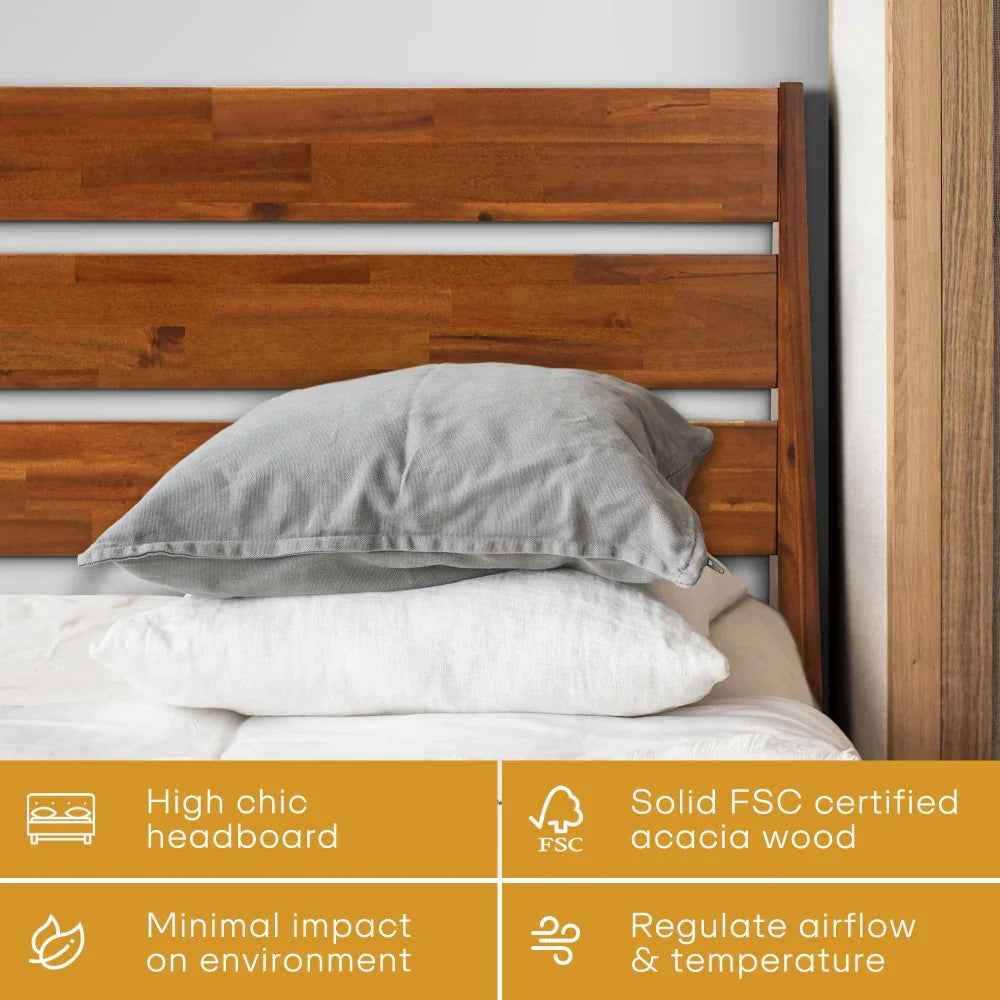 Acacia Emery Wood Platform Bed Frame for Modern Bedrooms - Image 3