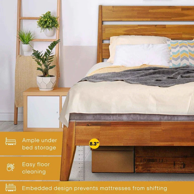 Acacia Emery Wood Platform Bed Frame for Modern Bedrooms - Image 4