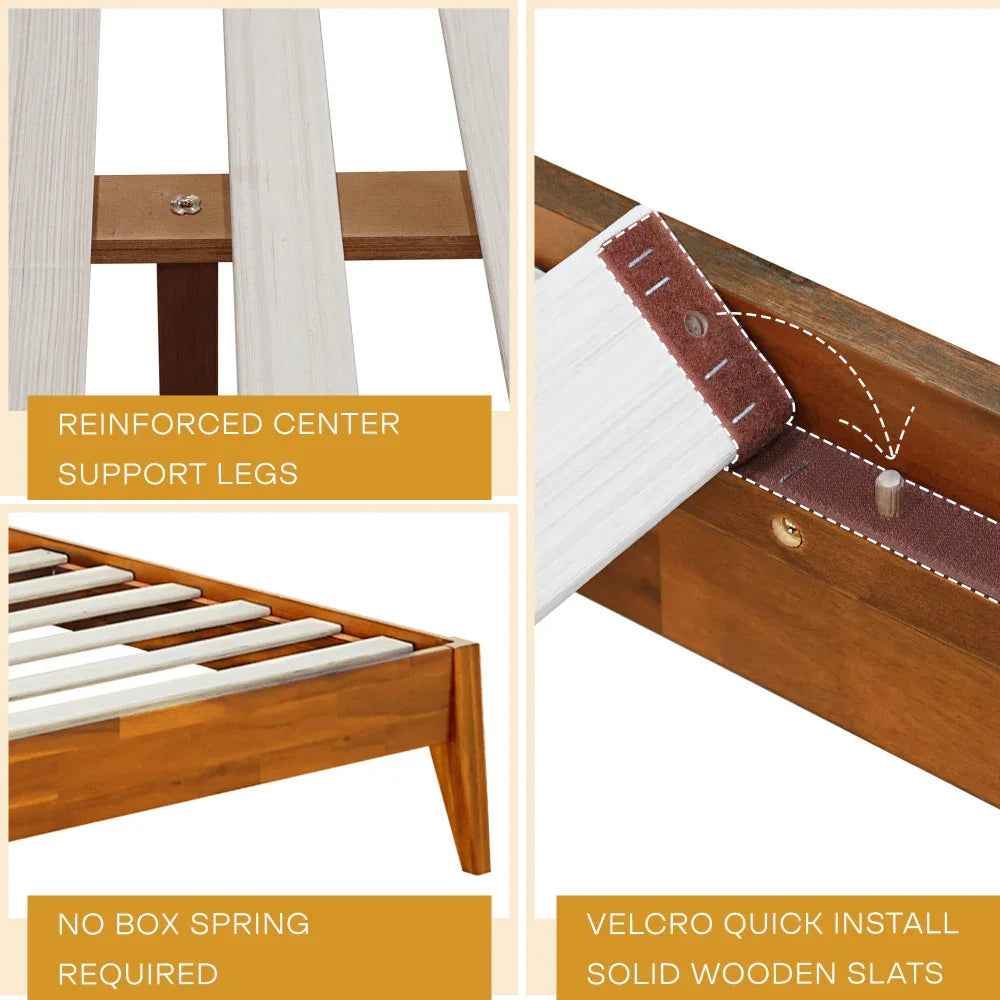 Acacia Emery Wood Platform Bed Frame for Modern Bedrooms - Image 5