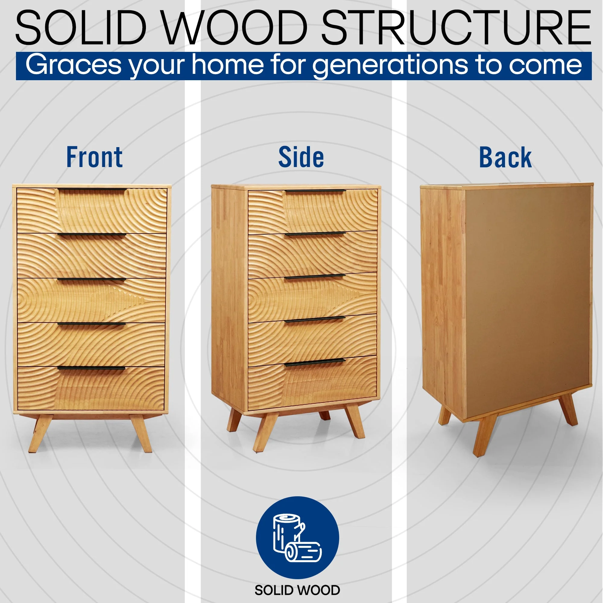 Acacia Harmony Dresser with 5 Drawers for Stylish Storage Solutions - Image 2