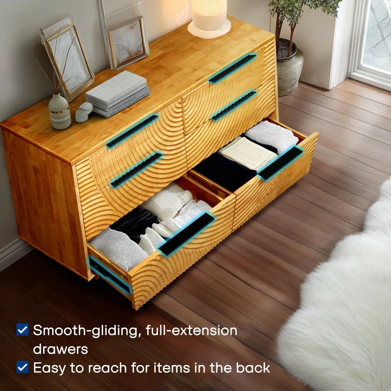 Acacia Harmony Dresser with 6 Drawers for Stylish Storage - Image 11