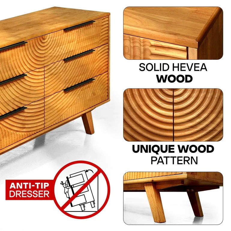 Acacia Harmony Dresser with 6 Drawers for Stylish Storage - Image 13