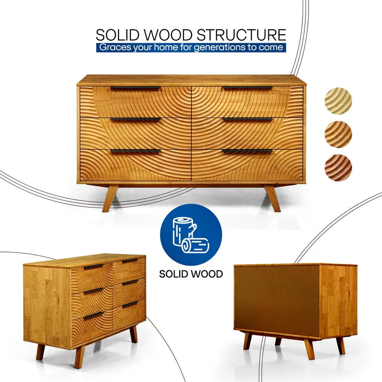 Acacia Harmony Dresser with 6 Drawers for Stylish Storage - Image 15
