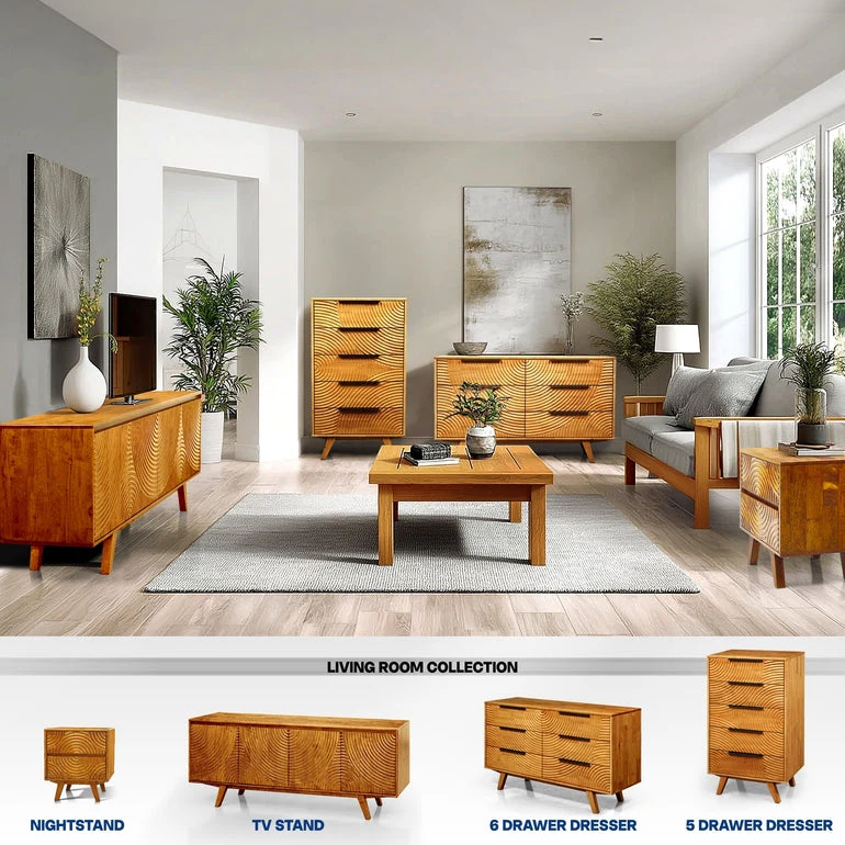 Acacia Harmony Dresser with 6 Drawers for Stylish Storage - Image 18