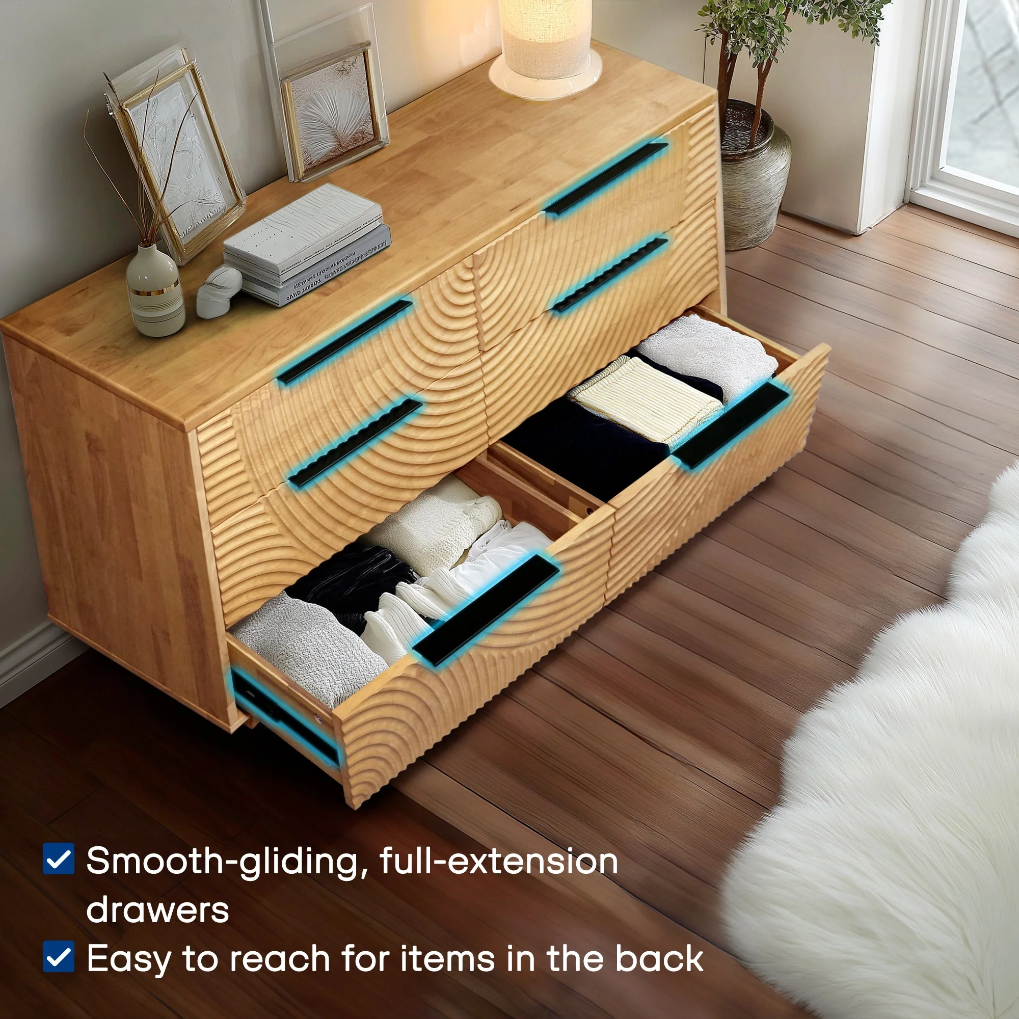Acacia Harmony Dresser with 6 Drawers for Stylish Storage - Image 2