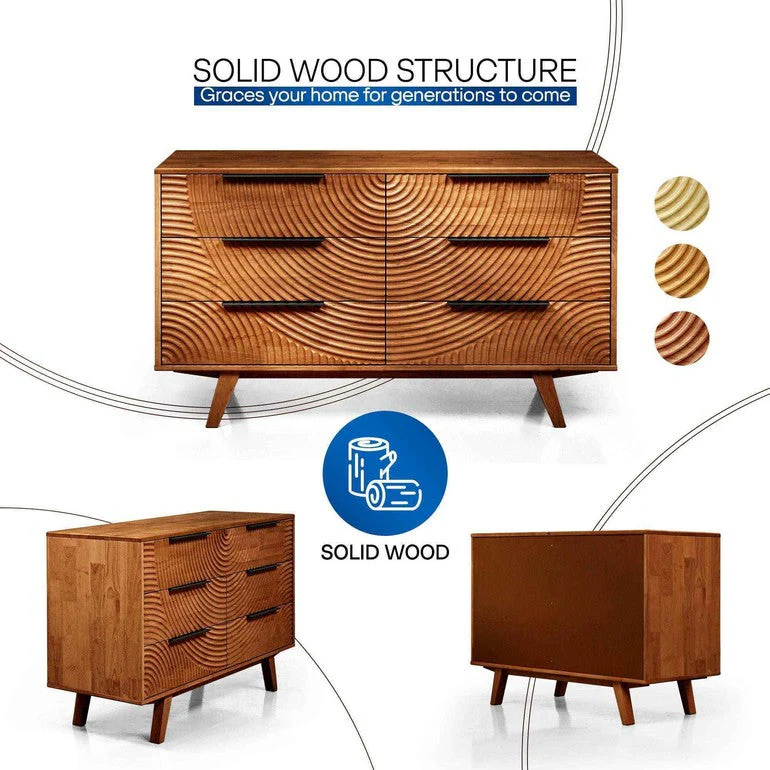 Acacia Harmony Dresser with 6 Drawers for Stylish Storage - Image 24