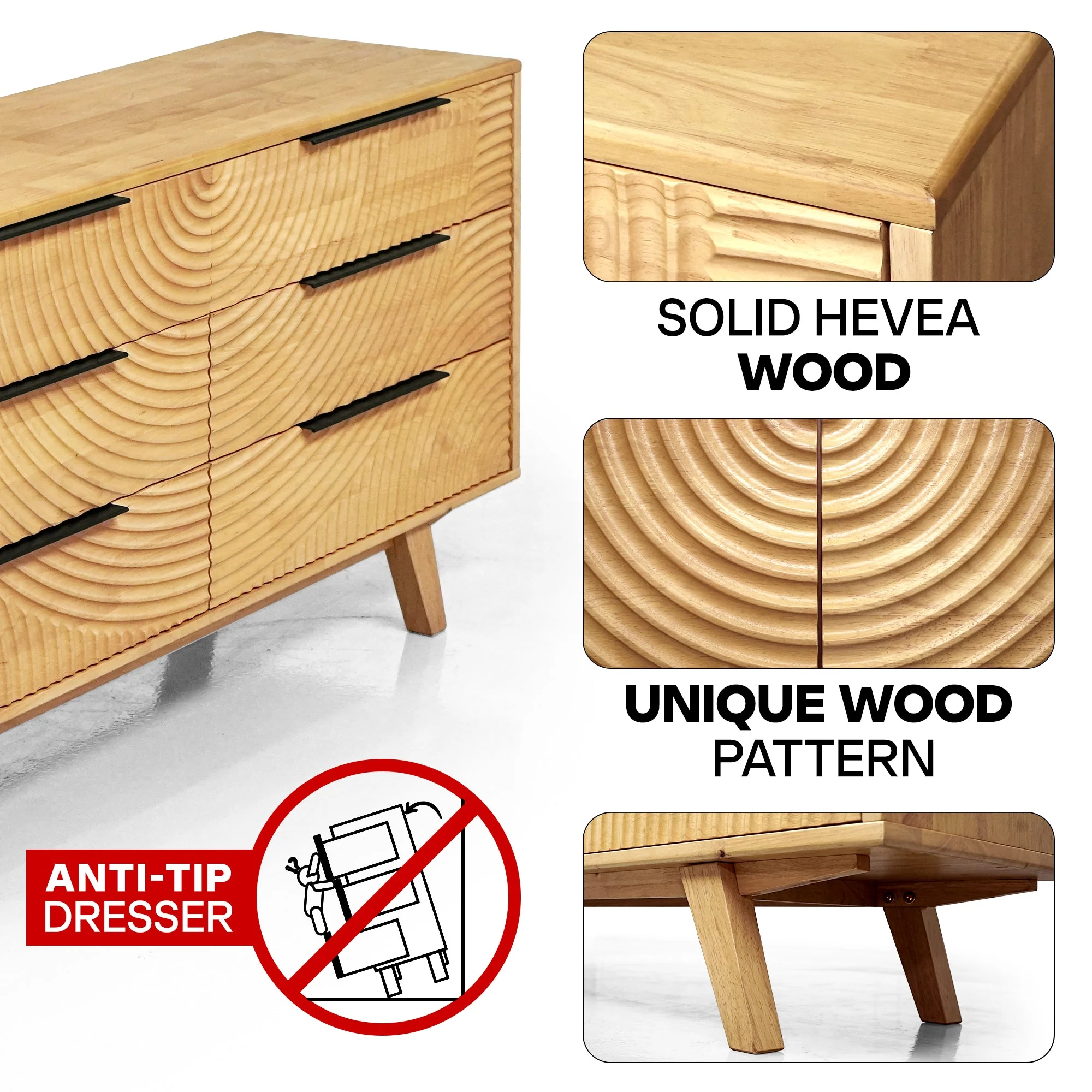 Acacia Harmony Dresser with 6 Drawers for Stylish Storage - Image 4