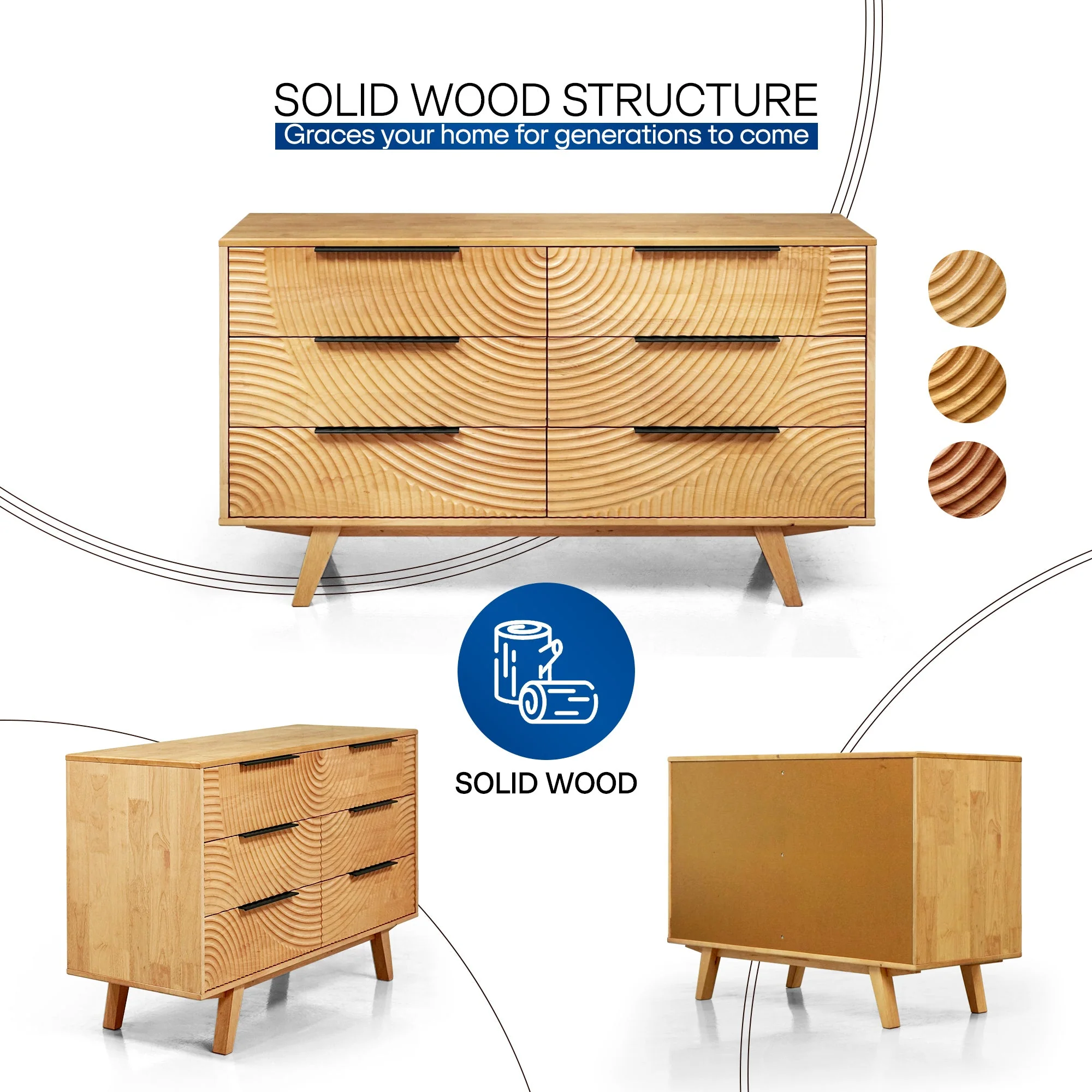 Acacia Harmony Dresser with 6 Drawers for Stylish Storage - Image 6