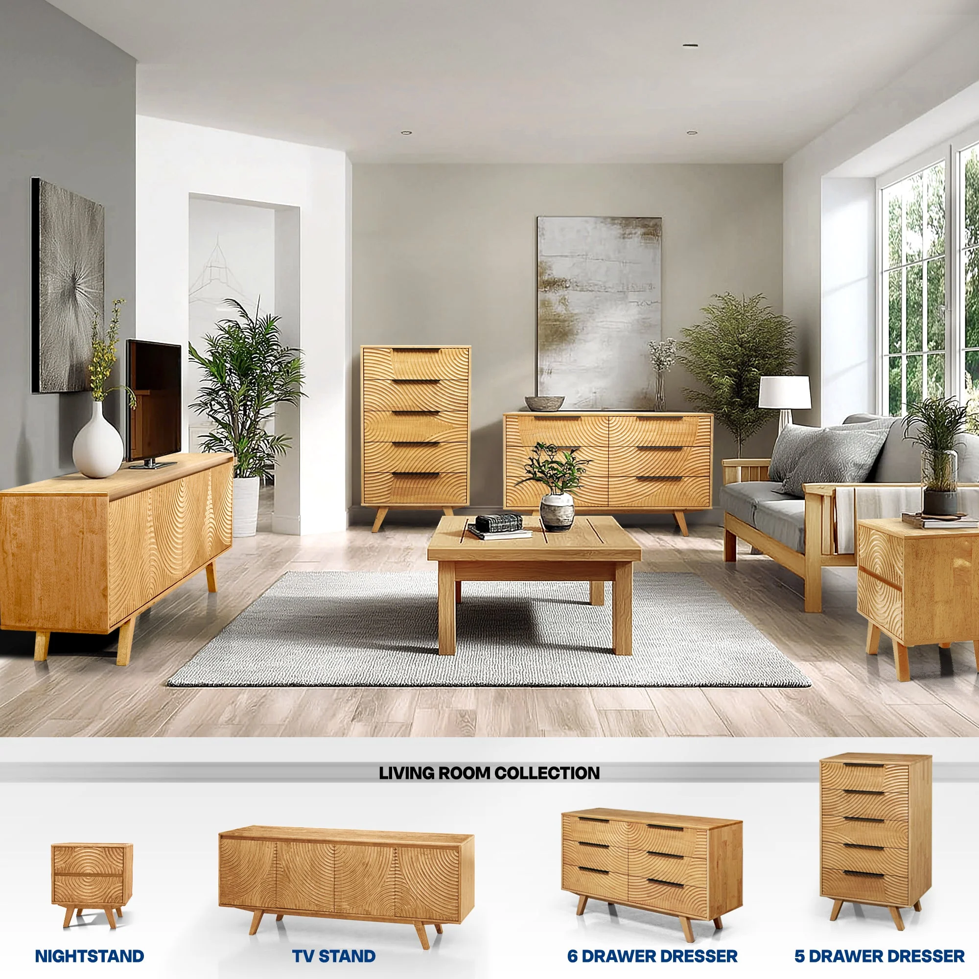 Acacia Harmony Dresser with 6 Drawers for Stylish Storage - Image 9