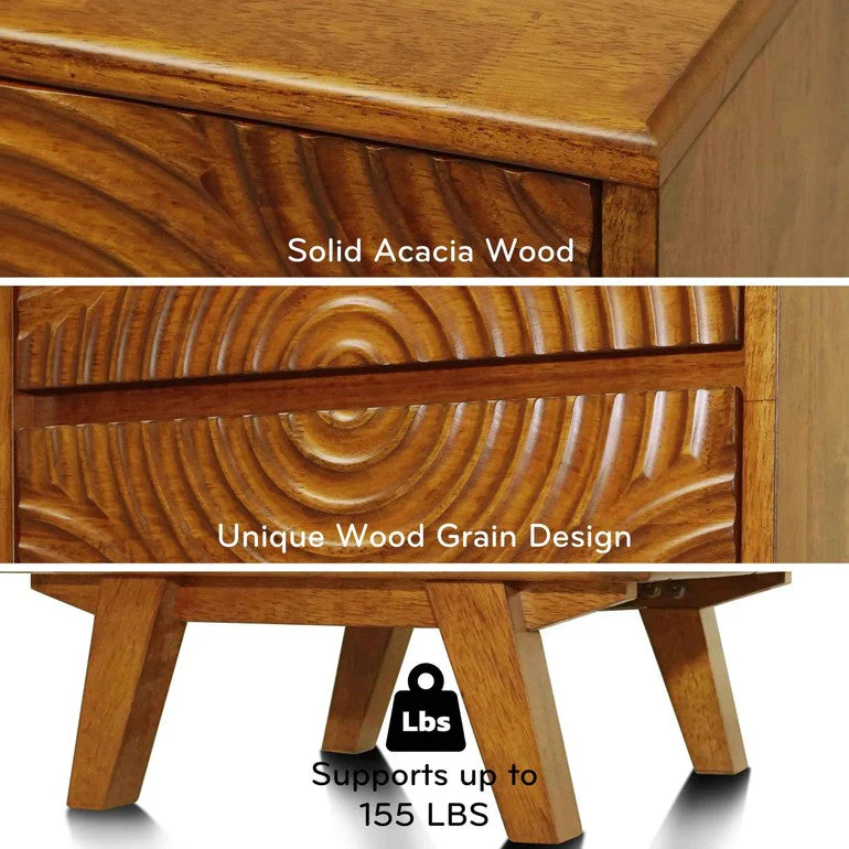 Acacia Harmony Nightstand with 2 Drawers for Elegant Bedroom Storage - Image 24