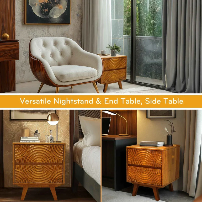 Acacia Harmony Nightstand with 2 Drawers for Elegant Bedroom Storage - Image 26