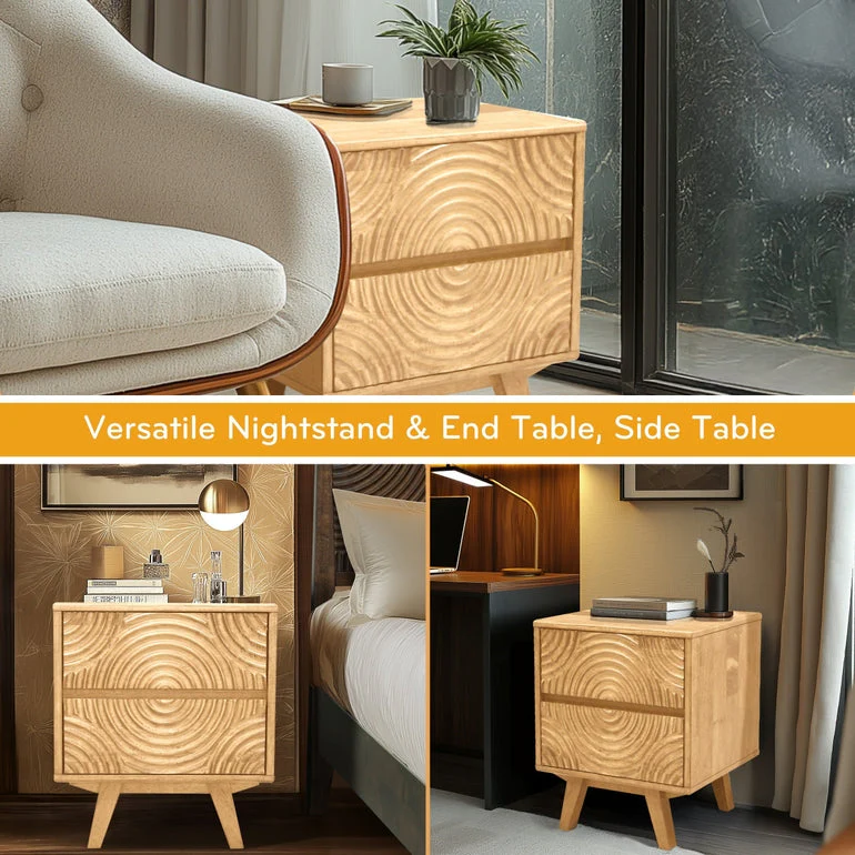 Acacia Harmony Nightstand with 2 Drawers for Elegant Bedroom Storage - Image 8