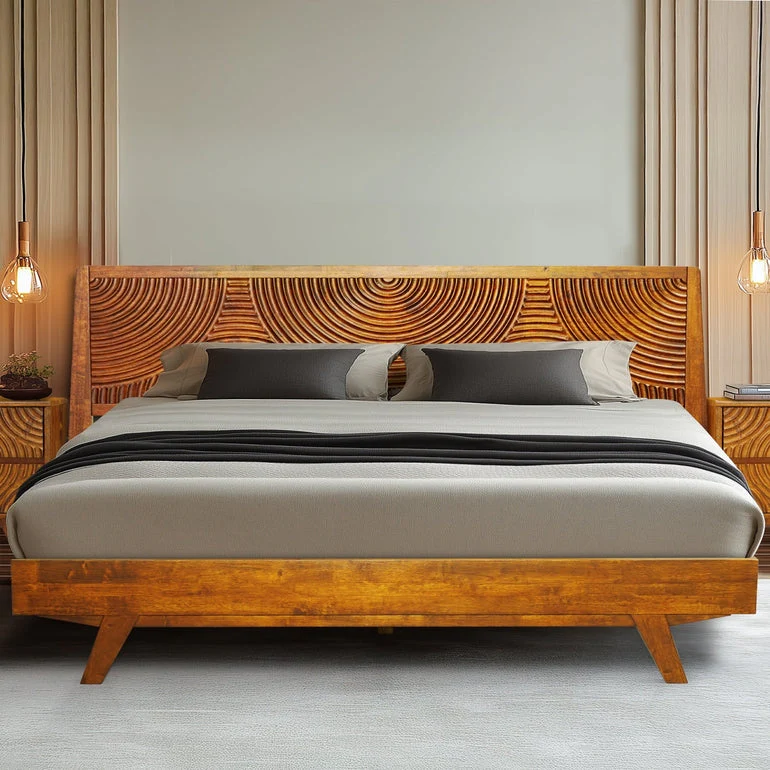 Acacia Harmony Solid Wood Platform Bed Frame with Headboard - Image 11
