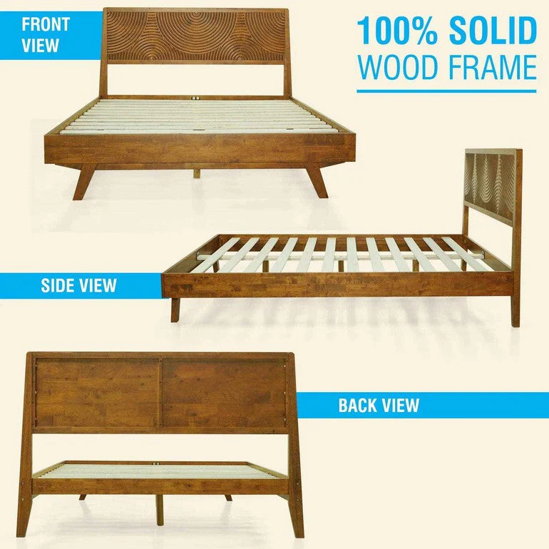 Acacia Harmony Solid Wood Platform Bed Frame with Headboard - Image 15
