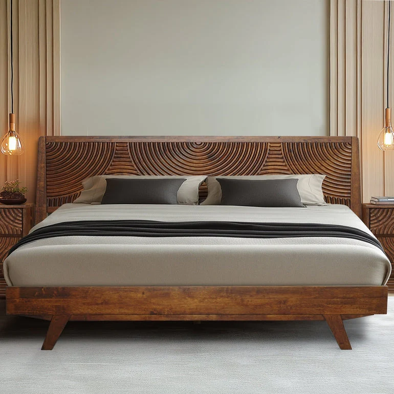 Acacia Harmony Solid Wood Platform Bed Frame with Headboard - Image 21