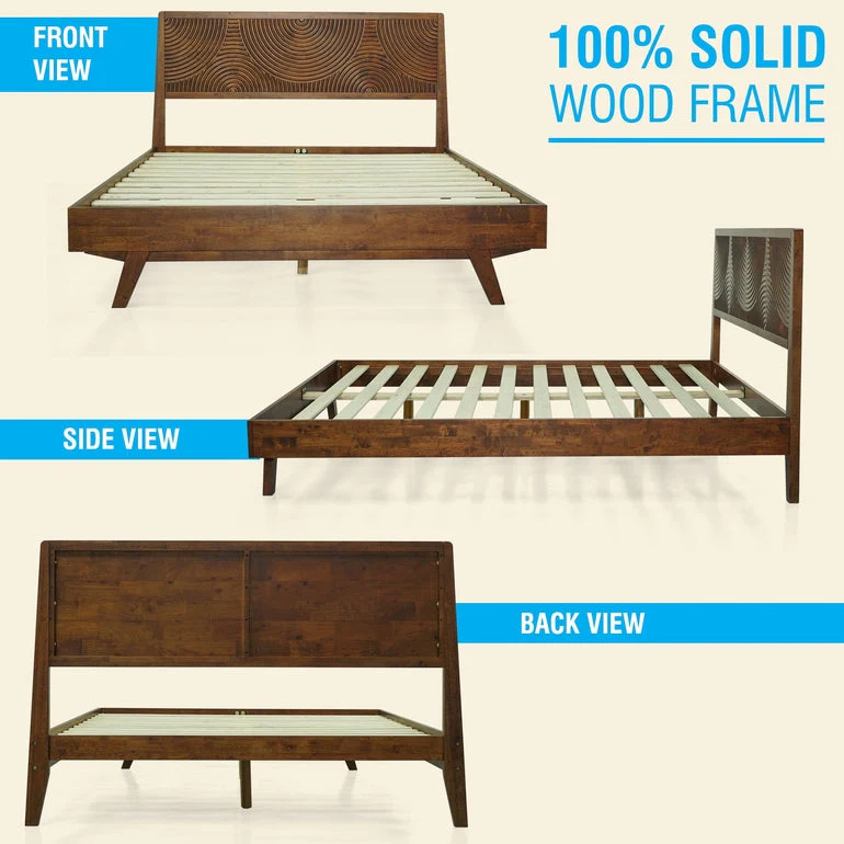 Acacia Harmony Solid Wood Platform Bed Frame with Headboard - Image 25