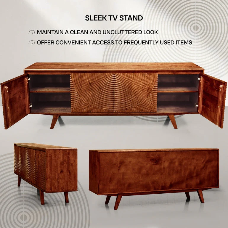 Acacia Harmony TV Stand with Storage for TVs up to 80 Inches - Image 14