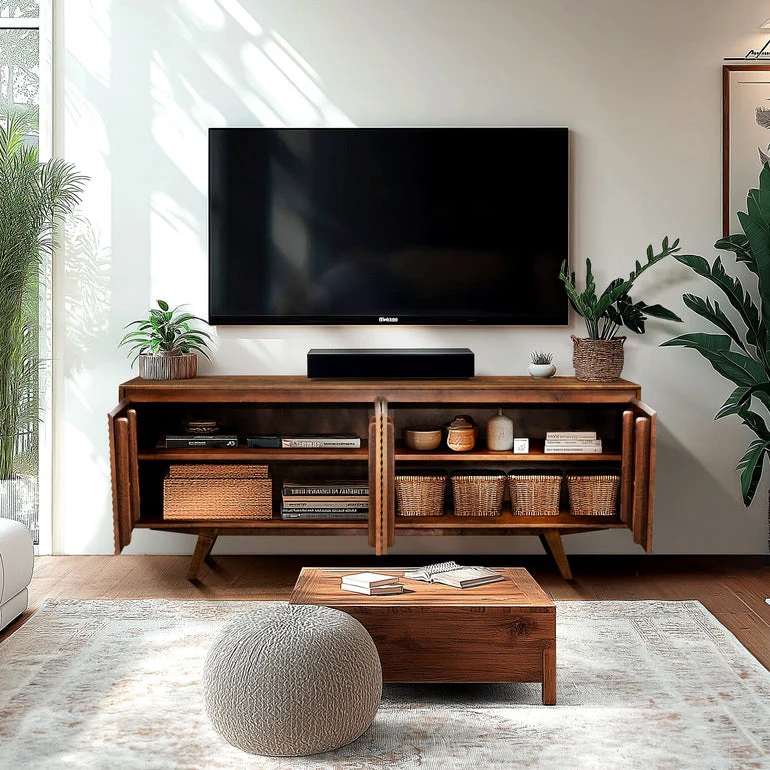 Acacia Harmony TV Stand with Storage for TVs up to 80 Inches - Image 19