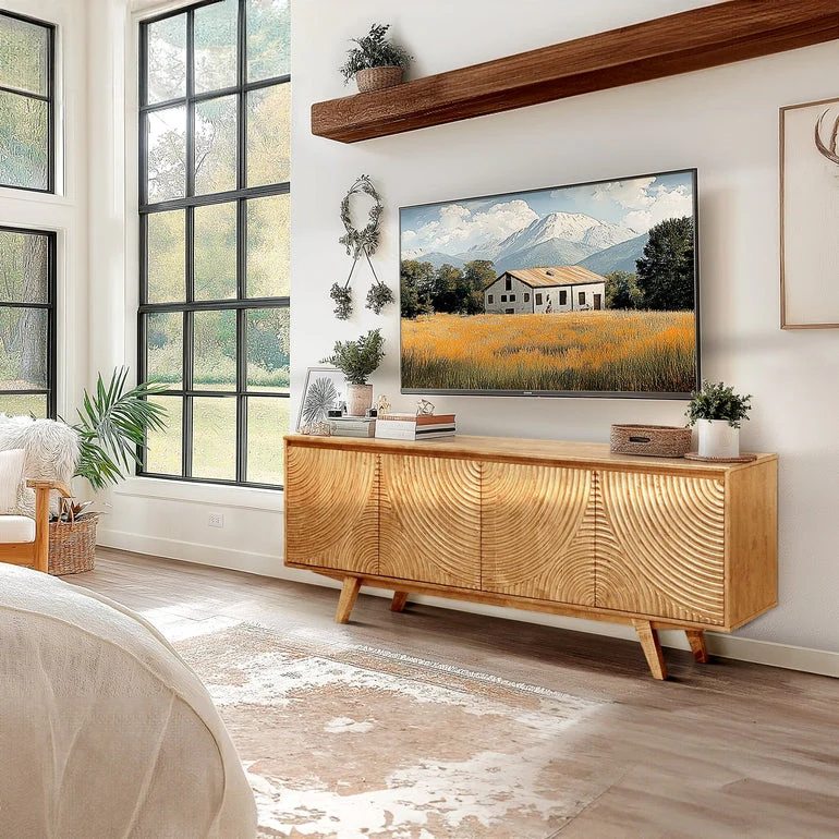 Acacia Harmony TV Stand with Storage for TVs up to 80 Inches - Image 2