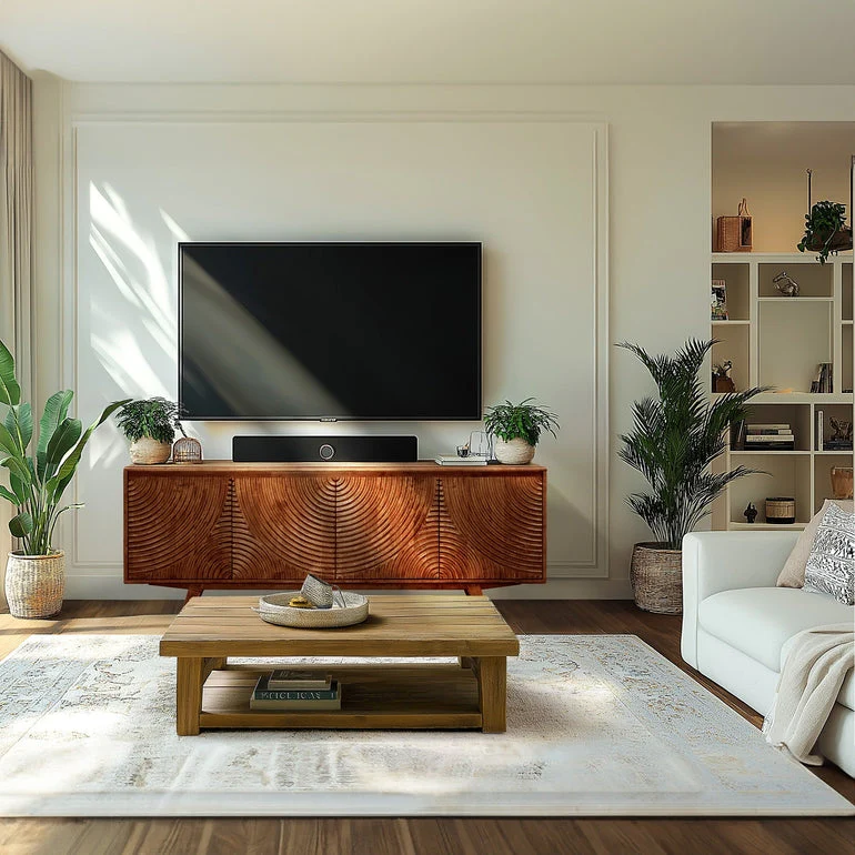 Acacia Harmony TV Stand with Storage for TVs up to 80 Inches - Image 20