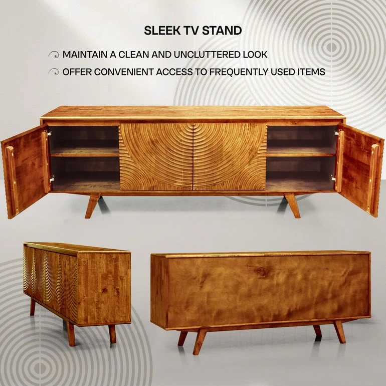 Acacia Harmony TV Stand with Storage for TVs up to 80 Inches - Image 24