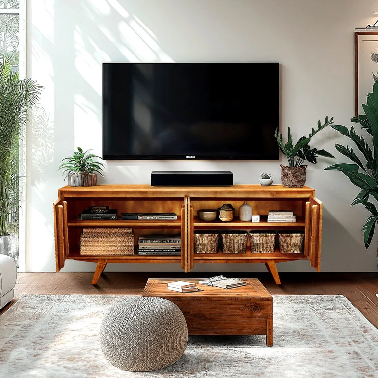 Acacia Harmony TV Stand with Storage for TVs up to 80 Inches - Image 29