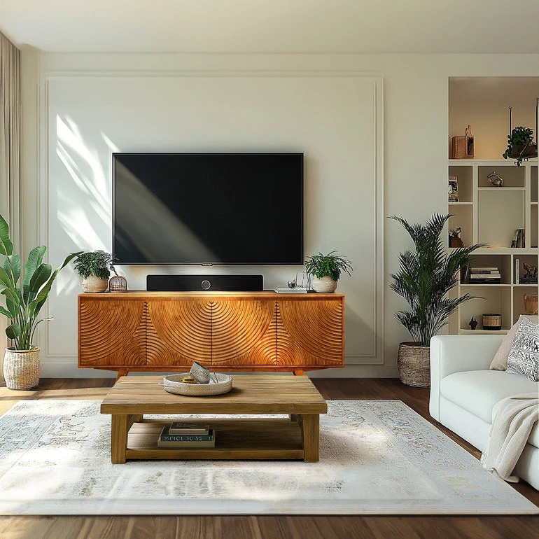 Acacia Harmony TV Stand with Storage for TVs up to 80 Inches - Image 30