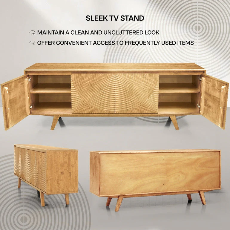Acacia Harmony TV Stand with Storage for TVs up to 80 Inches - Image 4