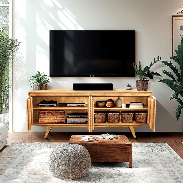 Acacia Harmony TV Stand with Storage for TVs up to 80 Inches - Image 9