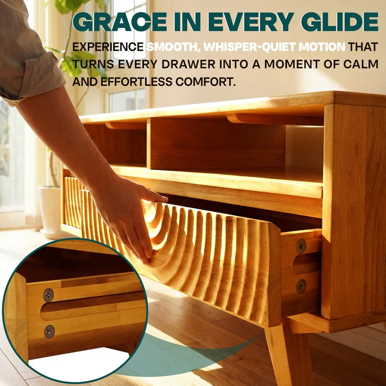 Acacia Harmony Wooden Coffee Table with Drawers & Open Storage - Image 4