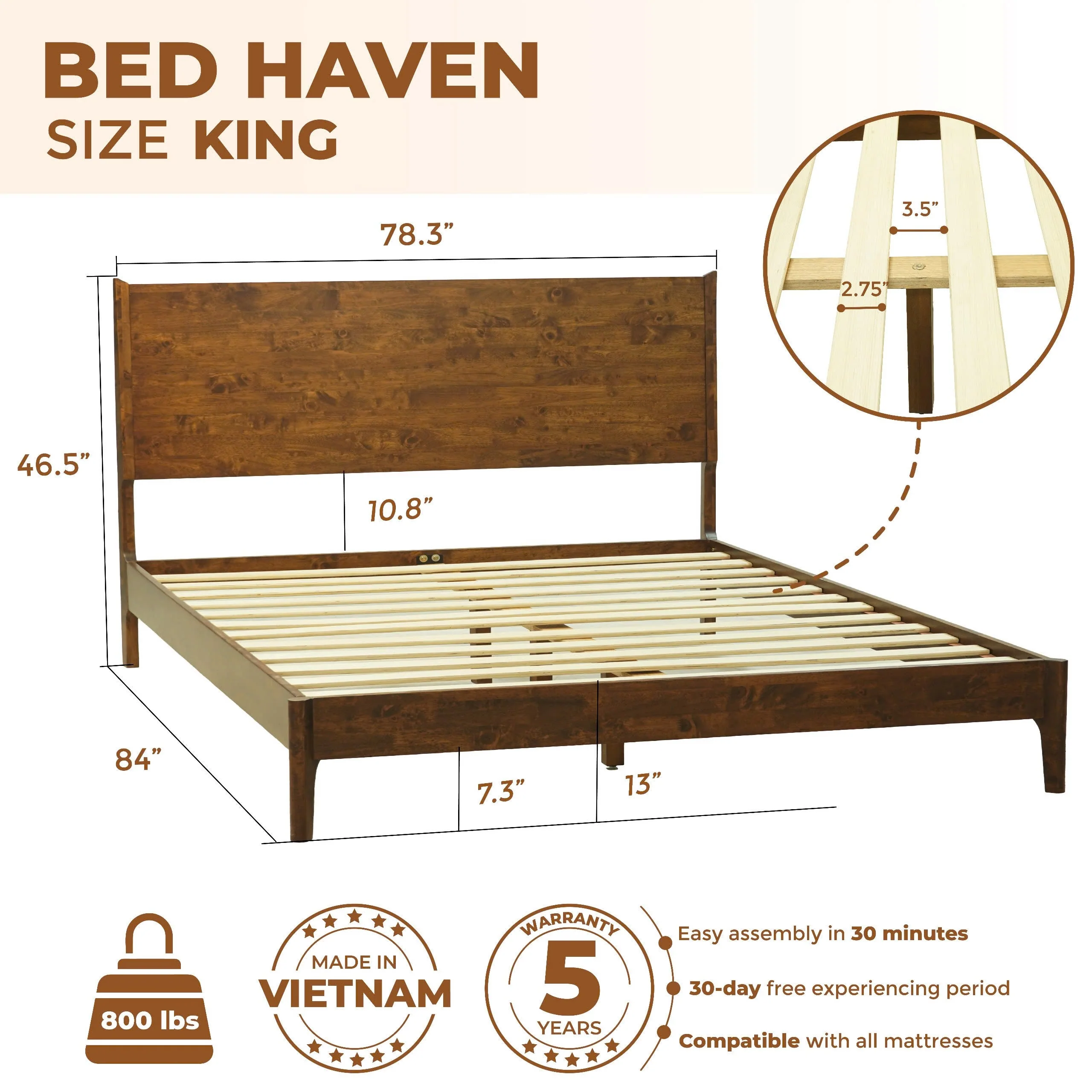 Acacia Haven Deluxe Wood Platform Bed Frame for Ultimate Comfort and Style - Image 14