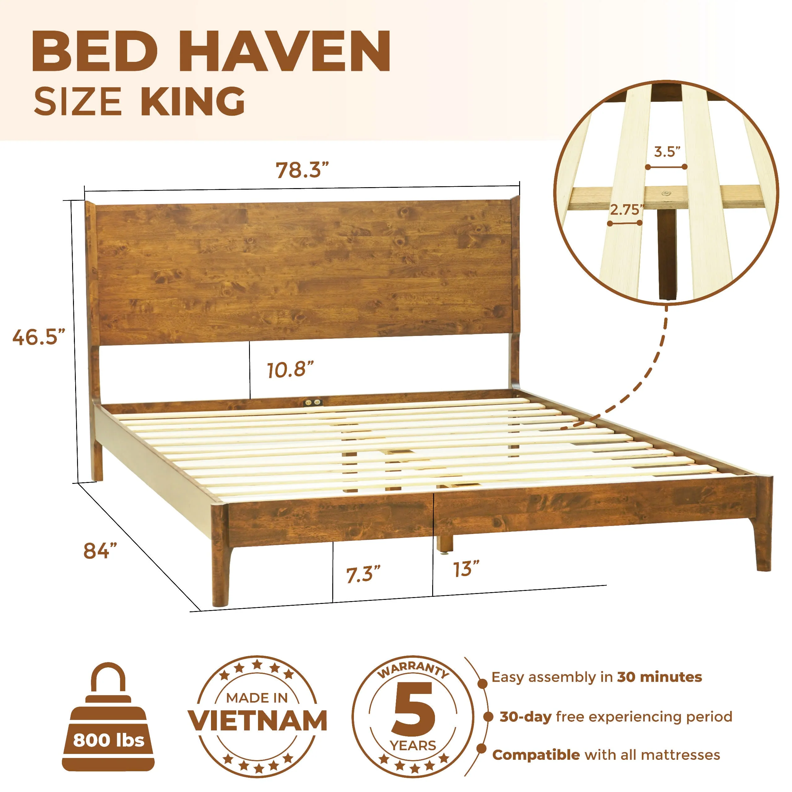 Acacia Haven Deluxe Wood Platform Bed Frame for Ultimate Comfort and Style - Image 24