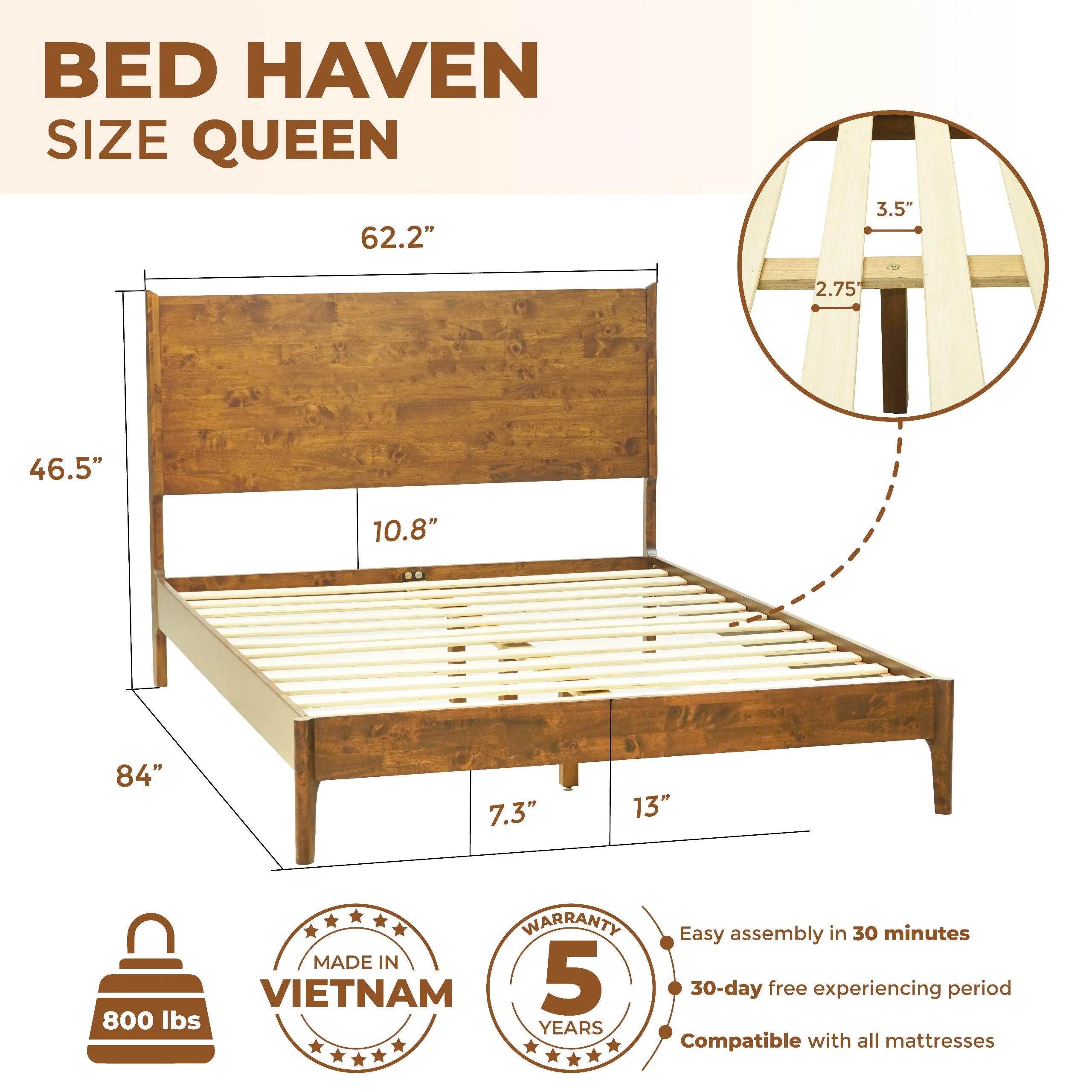 Acacia Haven Deluxe Wood Platform Bed Frame for Ultimate Comfort and Style - Image 25