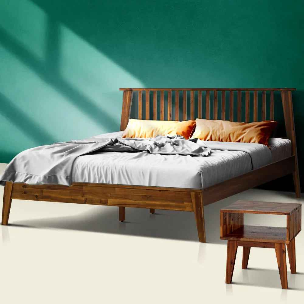 Acacia Kaylin Bed Frame & Nightstand Set for a Stylish Bedroom - Image 9