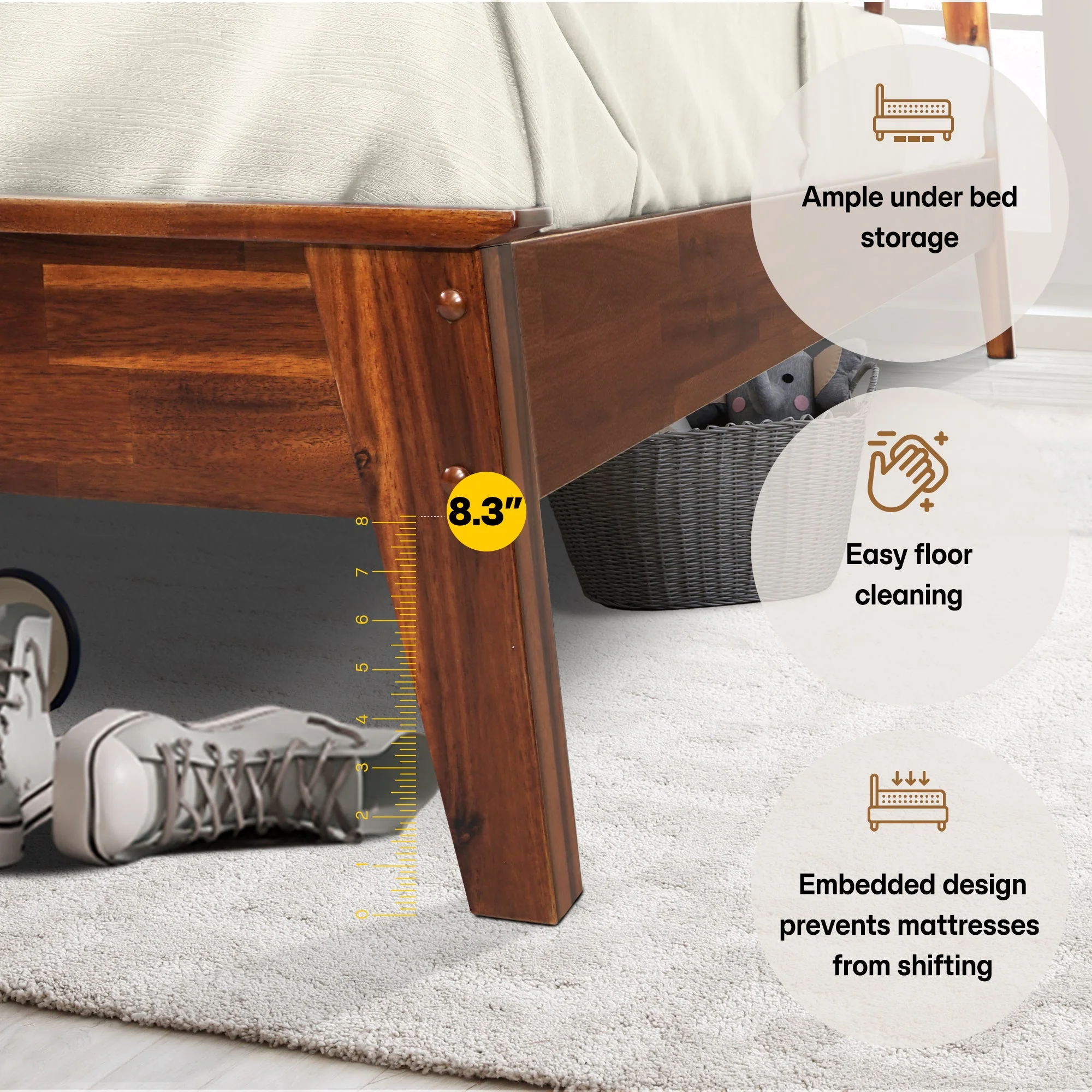 Acacia Kaylin Solid Wood Bed Frame for Durable Style and Comfort - Image 16