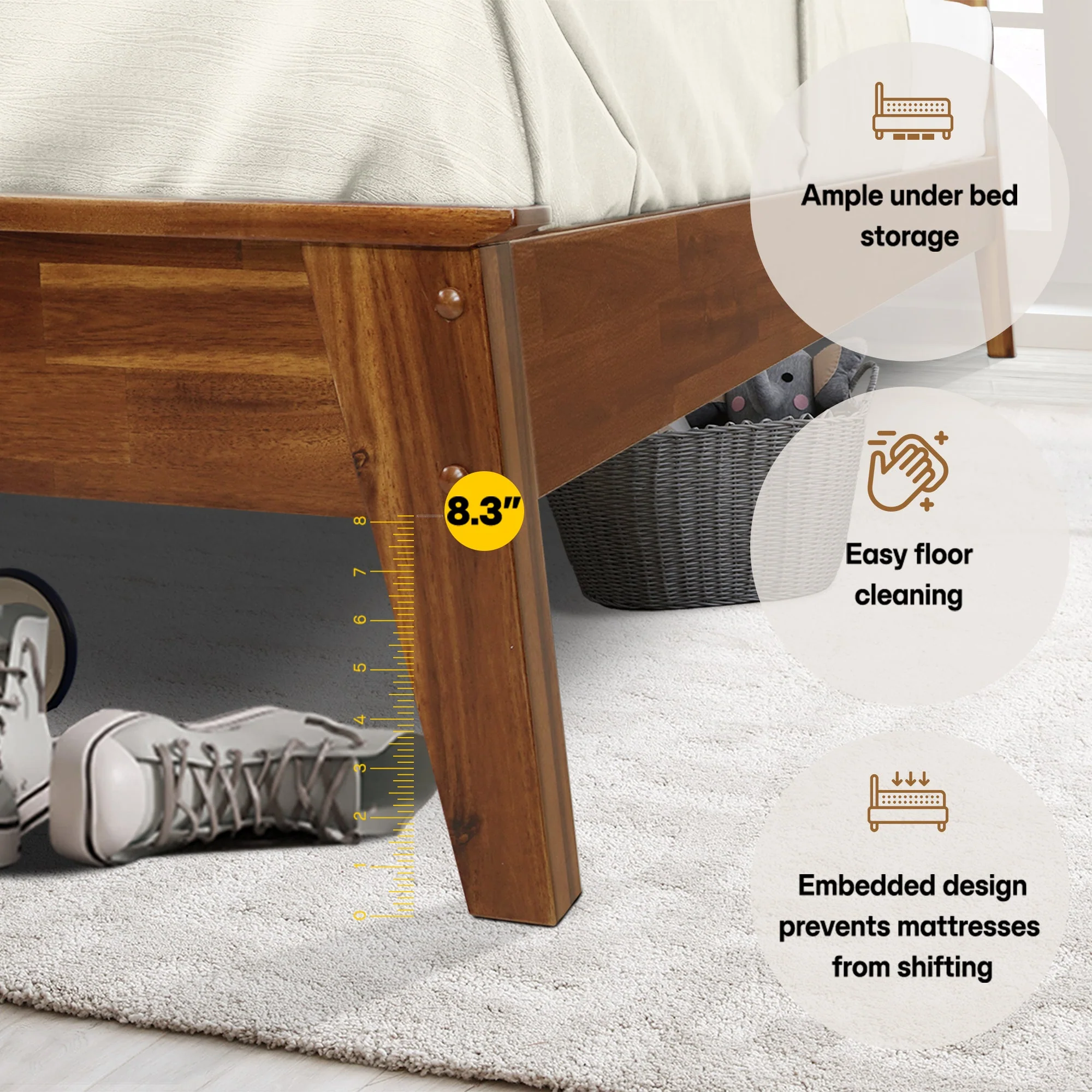 Acacia Kaylin Solid Wood Bed Frame for Durable Style and Comfort - Image 26