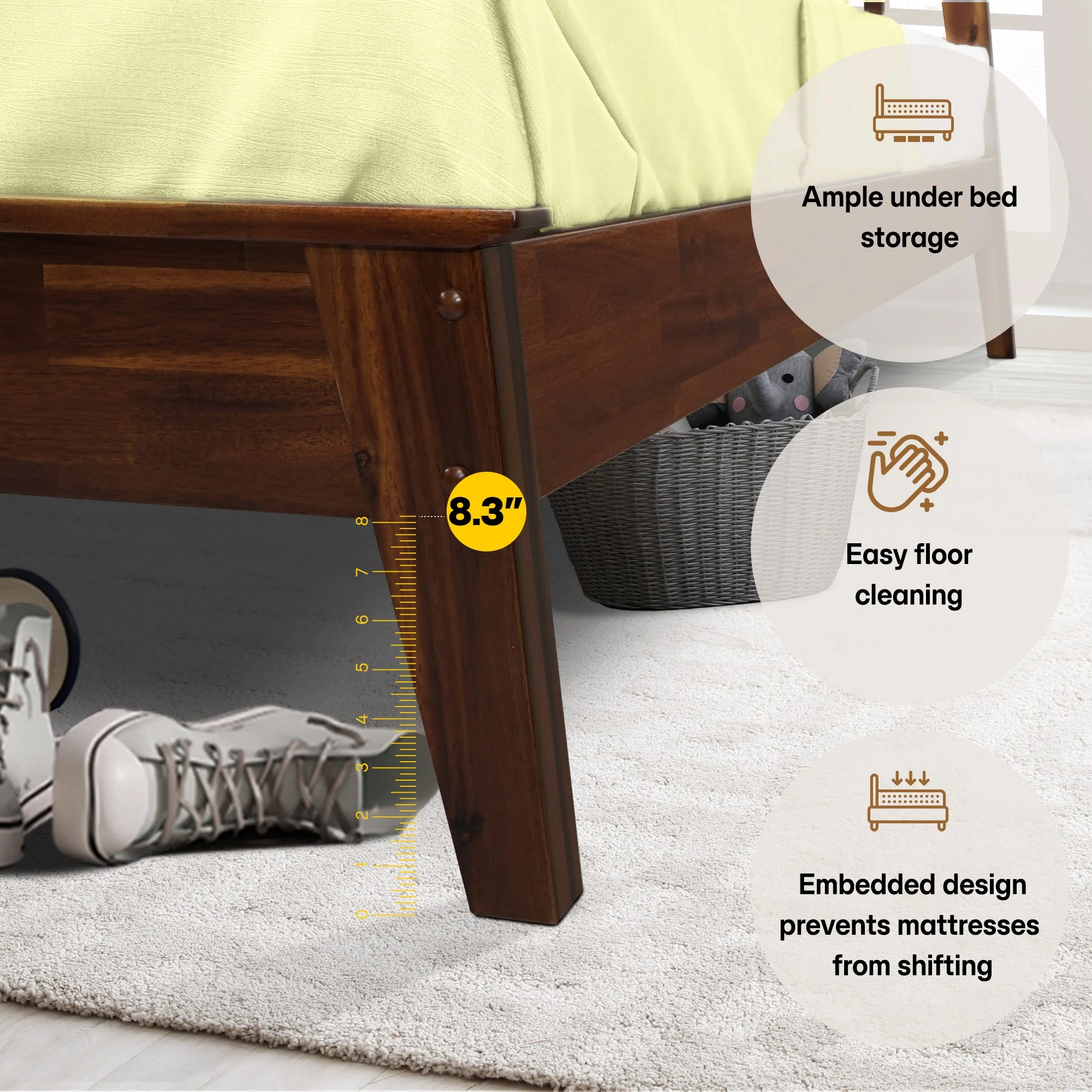 Acacia Kaylin Solid Wood Bed Frame for Durable Style and Comfort - Image 6