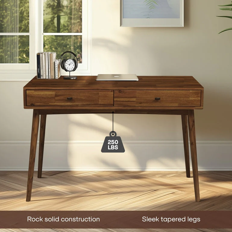 Acacia Lagom 48" Solid Wood Work Desk with Drawers for Functional Home Office - Image 14