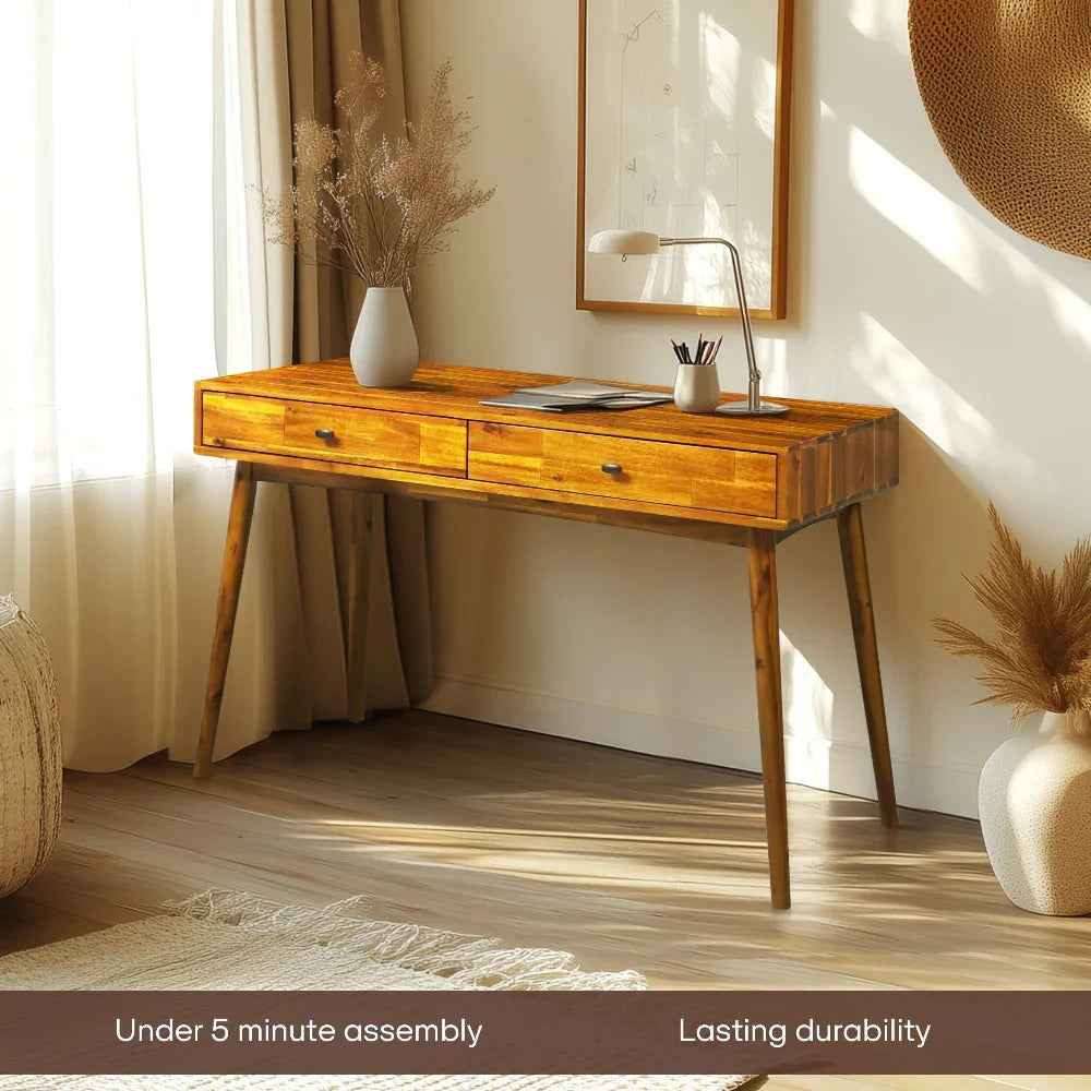 Acacia Lagom 48" Solid Wood Work Desk with Drawers for Functional Home Office - Image 6