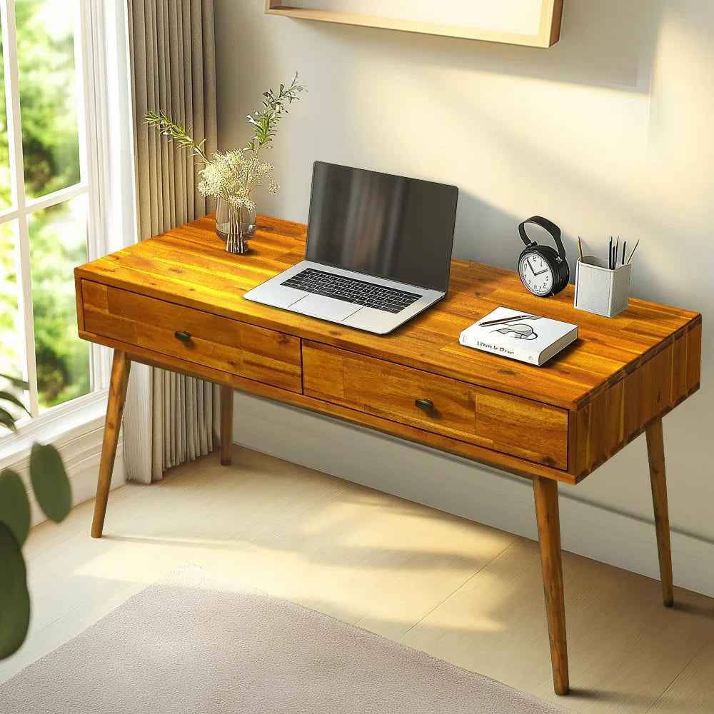 Acacia Lagom 48" Solid Wood Work Desk with Drawers for Functional Home Office - Image 7
