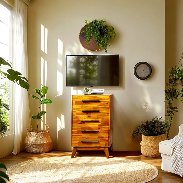 Acacia Linea Solid Wood Dresser for Timeless Elegance - Image 11