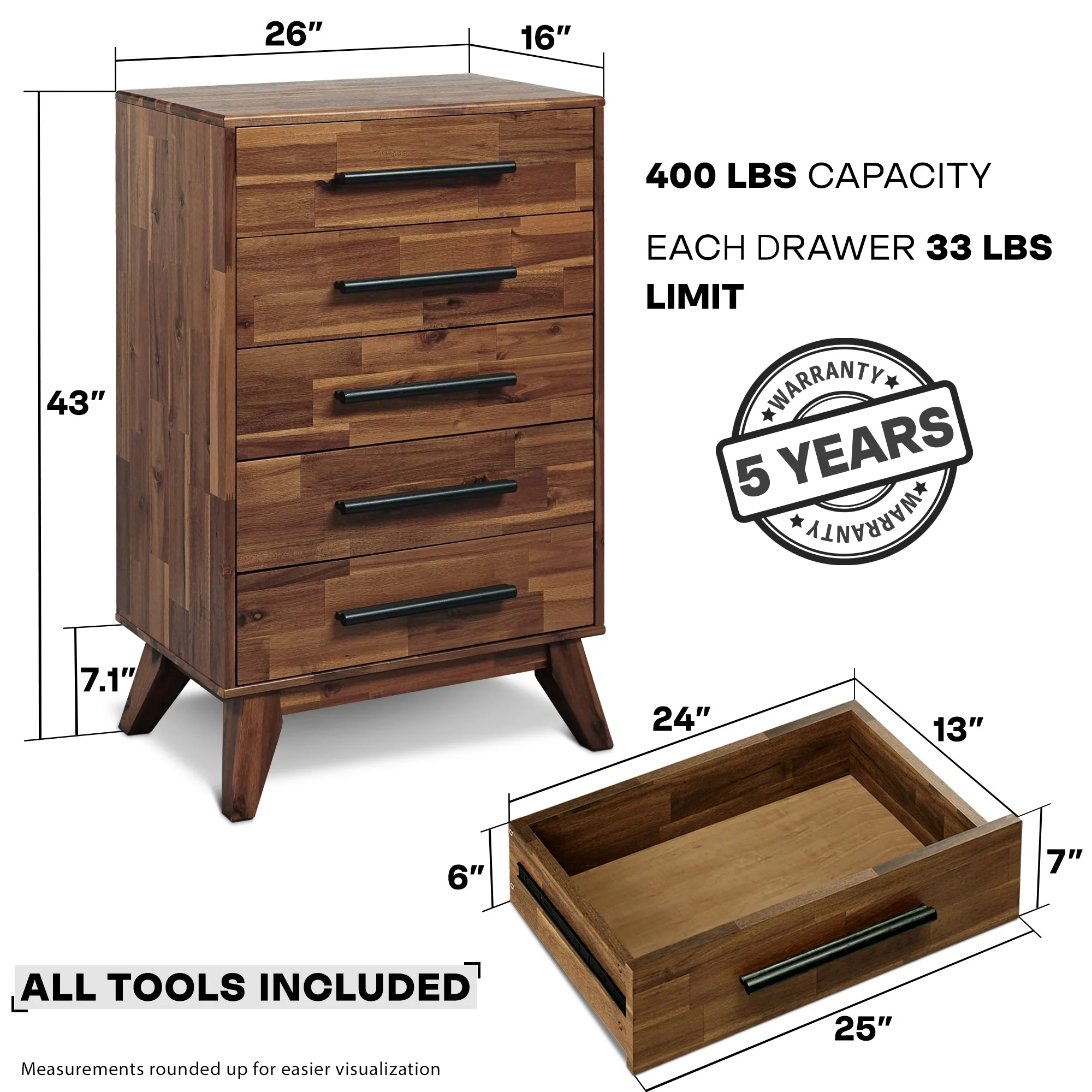 Acacia Linea Solid Wood Dresser for Timeless Elegance - Image 16