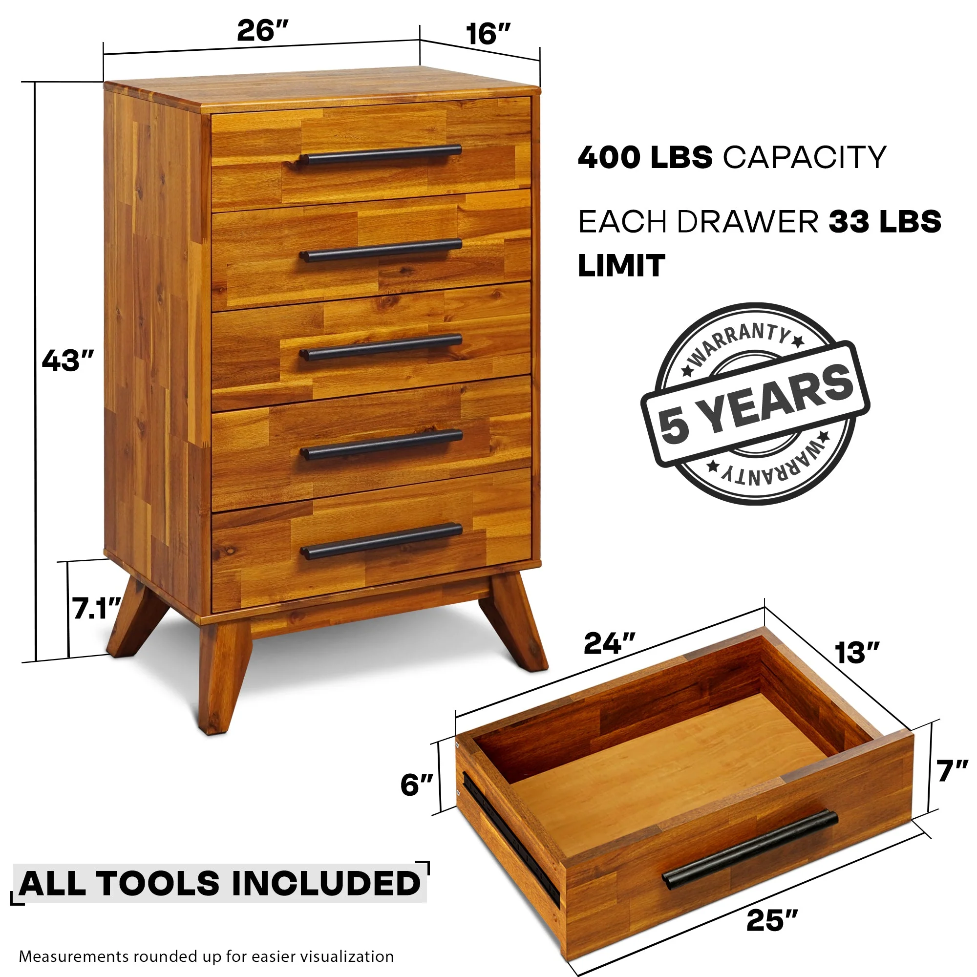 Acacia Linea Solid Wood Dresser for Timeless Elegance - Image 4