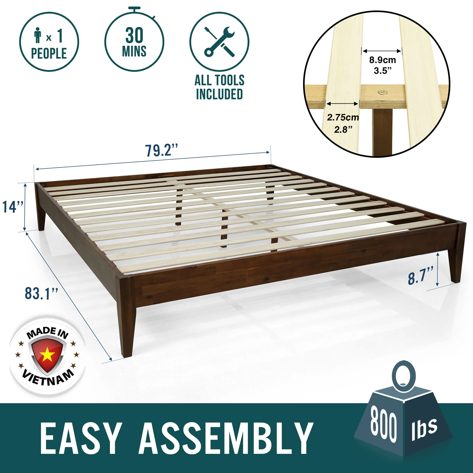 Acacia Mervyn Solid Wood Platform Bed for Timeless Comfort and Style - Image 13