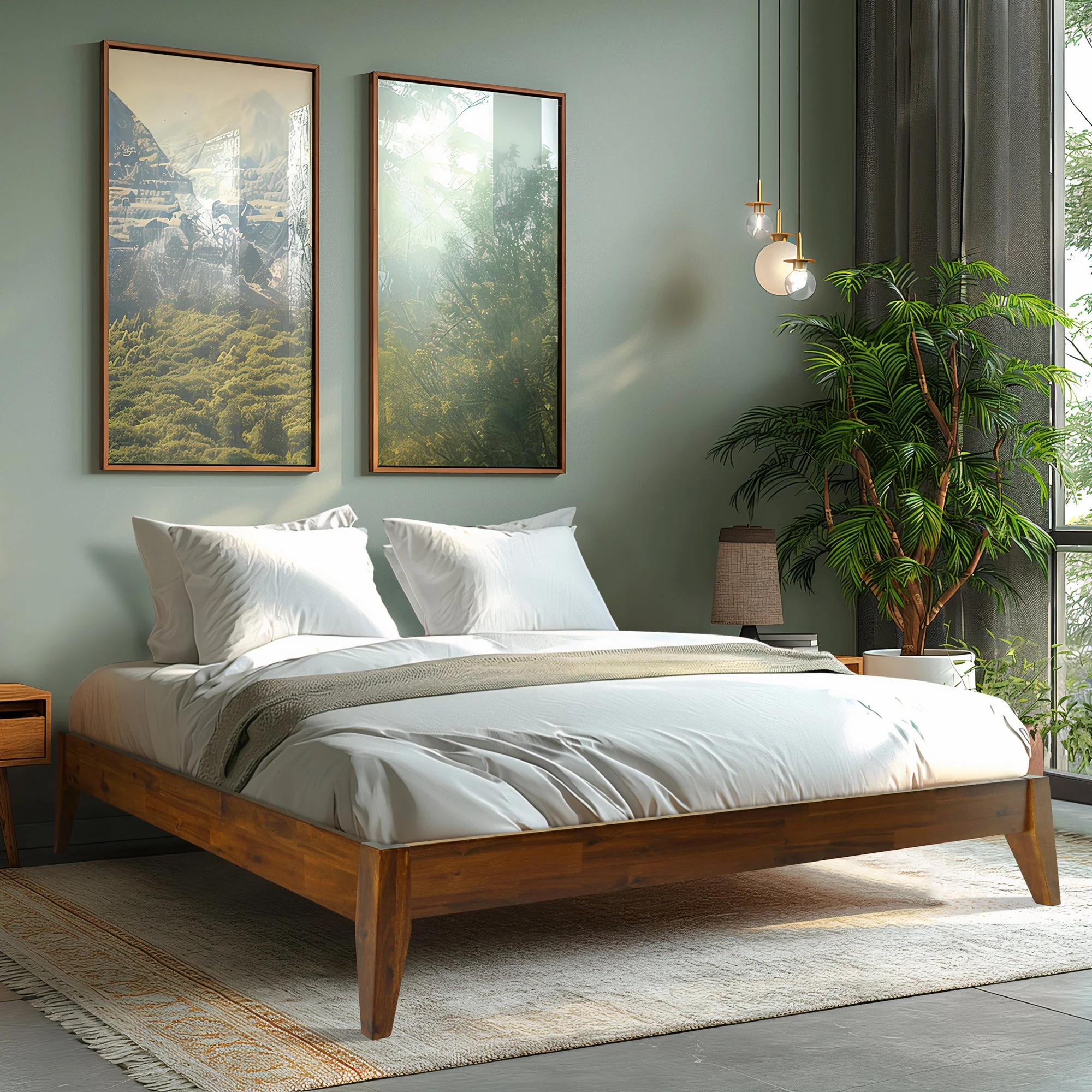 Acacia Mervyn Solid Wood Platform Bed for Timeless Comfort and Style - Image 2